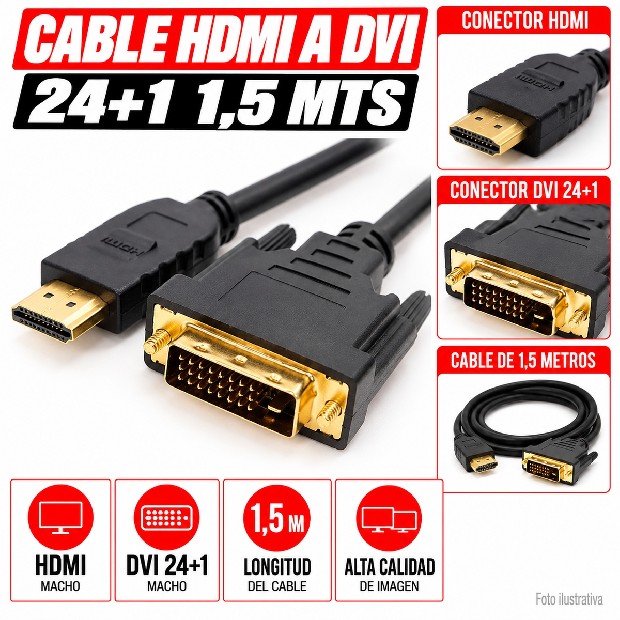 &ua CABLE HDMI A DVI 24+1 1,5 MTS (7366)
